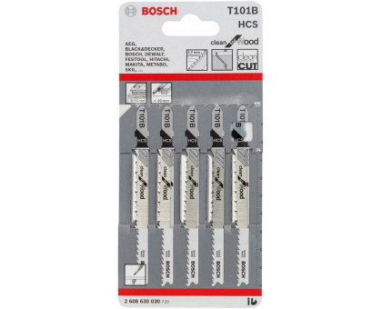Пилки для лобзика BOSCH T101B 2,5X75 д/ламината, чистый рез (5 шт.)